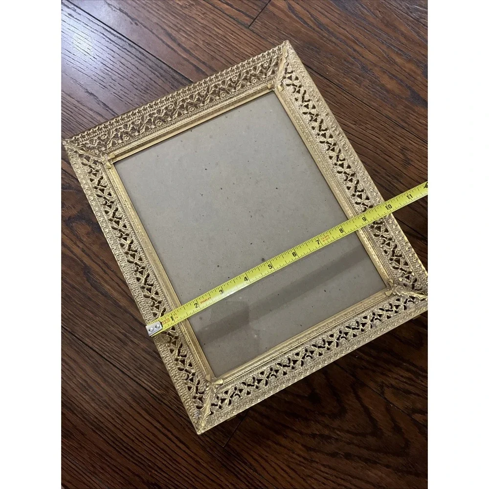 Vtg Gold Ornate Metal Picture Frame Filigree Hollywood Regency for 8